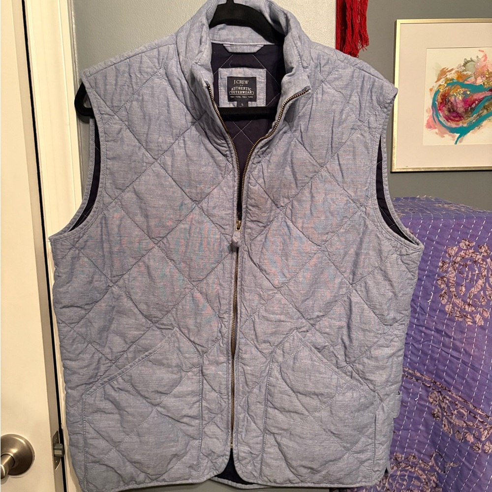 J. Crew Men's Light Blue Quilted Vest